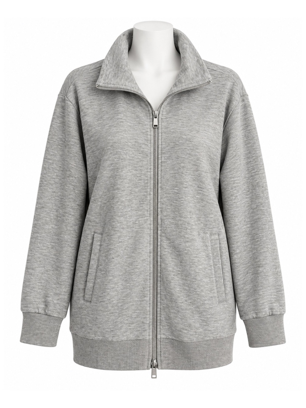 Size XS Converse Women’s Grey Longline Full Zip Jacket Chuck Taylor All Star